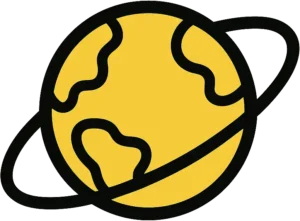 icono mundo lleno de profesores nativos que enseñan idiomas