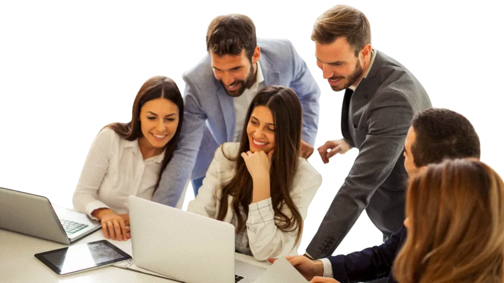 empleados de una empresa estudiando juntos alemán online